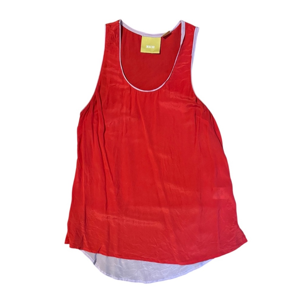 Anthropologie | Maeve Silk Bright Red and Light Gray Sleeveless Tank Top, Size 4